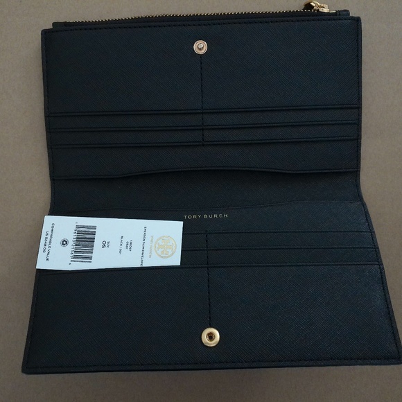 AUTHENTIC BLACK TORY BURCH ENVELOPE WALLET - Picture 5 of 7